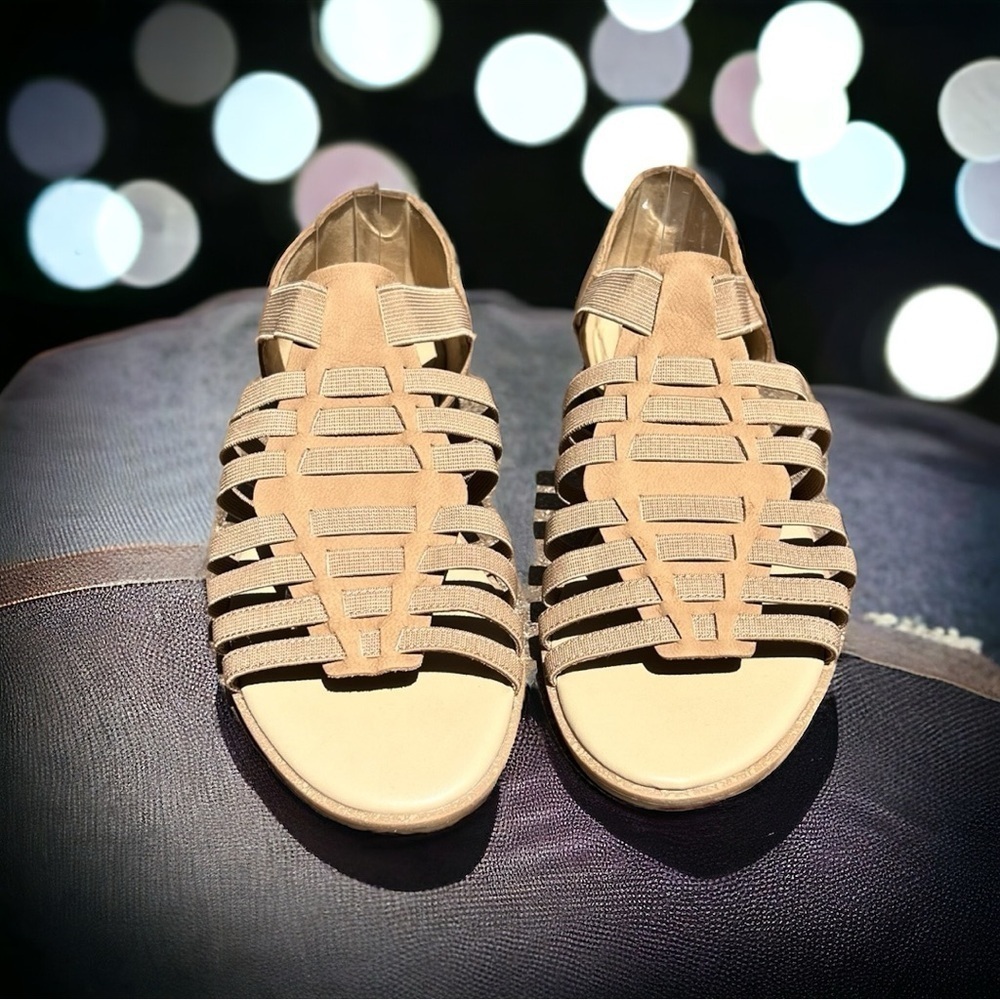 New Eileen Fisher Honey Tumbled Nubuck Rato Sandals Size 6.5